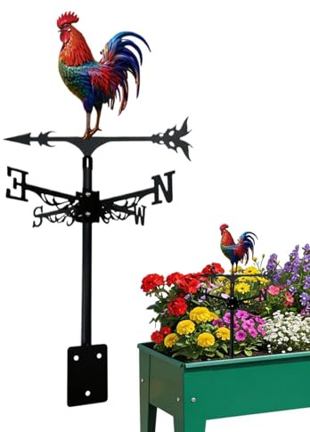 Segnavento decorativo in ferro a forma di gallo | Segnavento a forma di animale da cortile | Indicatore direzionale in metallo per esterni, cortile, patio, prato, fattoria, cortile, paesaggio, balcone