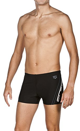 arena Herren Sport Badehose Bystar (Schnelltrocknend, UV-Schutz UPF 50+, Chlor-/Salzwasserbeständig), Black-Asphalt-White (551), 4