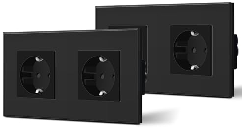 BSEED Prise Murale 2 Paquets, Prises de courant en Verre, Prise Electrique murale 16 Amp 240V 86mm Doré