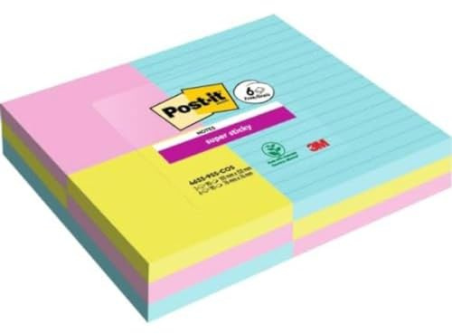 Post-it Superklibbiga stora anteckningar kosmisk färgsamling, värdepaket med 3 stora dynor + 6 standarddynor GRATIS, 90 ark per dyna, blandade storlekar och färger – extra klisterlappar för