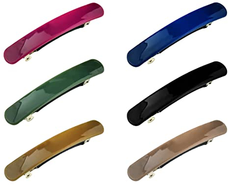 XPEX Packung Mit 6 Französische Haarspangen für Frauen - Vintage, Automatische Große Klassische Spangen für Feines Und Mitteldickes Haar