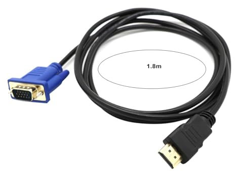 ulafbwur Cable adaptador portátil de 1,8 m 1080P compatible con HDMI macho a VGA macho, cable convertidor de video para PC, DVD, HDTV, cable adaptador