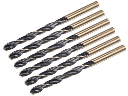 sourcing map 6pcs Jobber Drill Bits 6.5mm (0.256) Black Nitride & Gold Titanium Coated M2 High Speed Steel (HSS) Twist Drill Bits for Stainless Steel Aluminum Alloy Metal