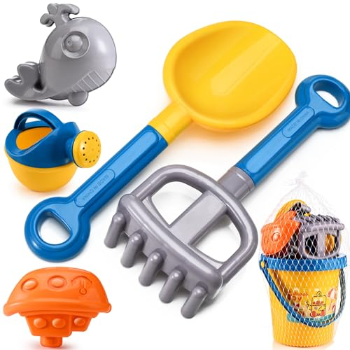 Doloowee 7 Stücke Sandspielzeug Set mit Eimer, Sandförmchen, Spielzeug zum Sandgraben für 3-6 Jahre alt Jungen Mädchen