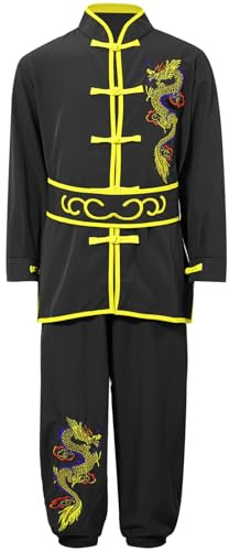 ranrann Barn pojke Kung Fu-dräkt traditionell kinesisk uniform Tai Chi kampsport uniform 3–16 år, svart, 7-8 ans