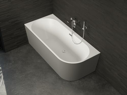 SPALINA CAPRI GAUCHE Grigia - Vasca freestanding a parete Sinistra L 160 x l 76 cm
