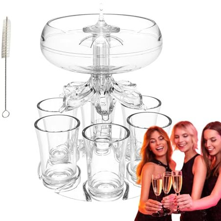 Distributeur de 6 verres à liqueur avec 6 verres à liqueur, distributeur de boissons avec 6 shots, distributeur de verres à shot en acrylique, distributeur de verres à liqueur en acrylique sans