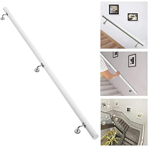 Kit de barandilla de madera blanca para escaleras, barra de apoyo antideslizante para pasillo, loft, villa, interior/exterior, barra de agarre para escaleras para ancianos/niños (1 pie 20 pies)