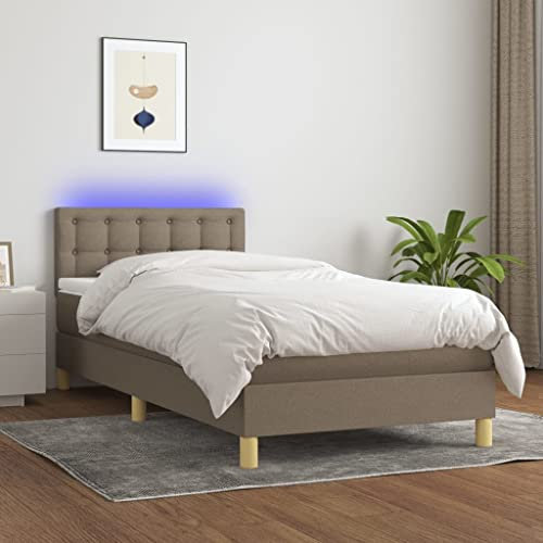 Brokky Boxspringbett mit Matratze & LED Bett Mit Bettkasten Bett Boxspringbett Betten Boxspringbett Mit Matratze Taupe 100x200 cm Stoff - 3134017