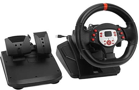 ZAICOLER Volante de Carreras, 5 en 1 Driving Force Racing Wheel Vibración Volante de PC con Pedal Palanca de Cambios de 180 Grados Volante Simulador de Carreras de Juegos para PC