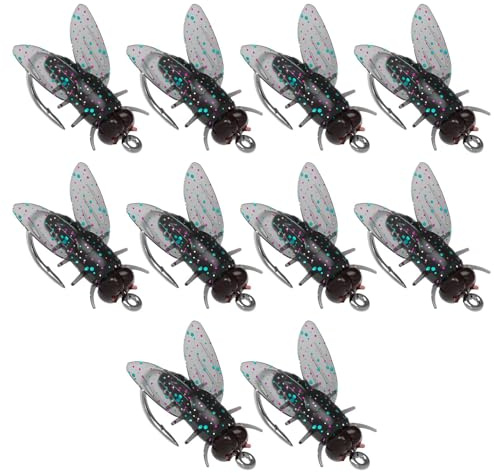 Flygflygning flugfiske set, set, sorterat flugfiske bete set | flugfiskekrokar med gummibete för dammar, bäckar, sjöar, perfekt för