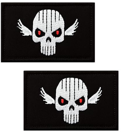 2 parches tácticos bordados de calavera con alas para ropa, mochila, chaqueta, jeans, chaleco, sombrero, bolso, motociclista, uniformes, brazalete, bolsa