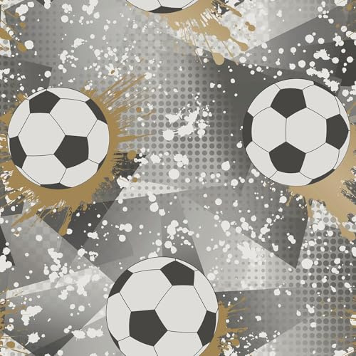 Holden Storybook Football Frenzy Sport Themed Metallic Textured Wallpaper for Kids Bedrooms, Playrooms in Black/Gold 14090
