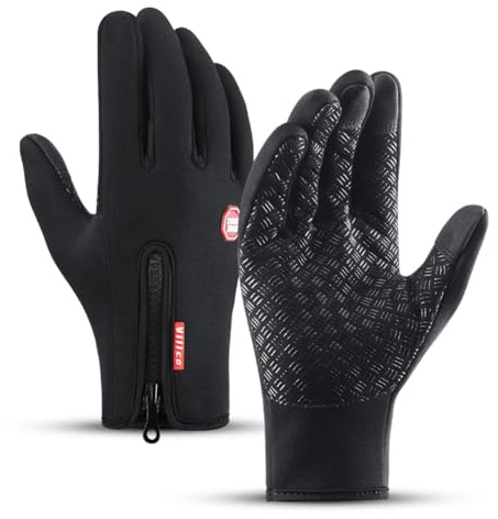 Winter Gloves, Touch Screen Anti-slip Thermal Sports Gloves for Running, Cycling, Hiking, Driving, Climbing (Black, XL)
