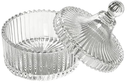 Récipient à poudre à dépoussiérer – 800 ml – Boîte à houppettes de maquillage en verre avec couvercle, matériau transparent, fonction de protection hygiénique hermétique, article cosmétique pour femme