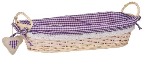 Premier Housewares Oblong Willow Basket with Gingham Lining - Purple, H14 x W43 x D17cm