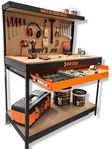 BANCO DA LAVORO cm 120x60xh150 CON PANNELLO PORTAUTENSILI