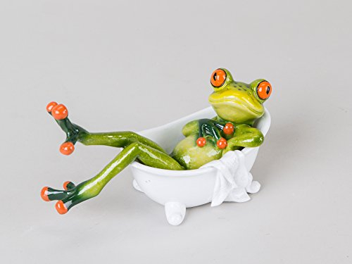 Frosch Deko Figur in Badewanne - witzige Dekoration für´s Bad 16 cm