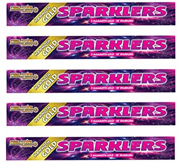 Cosmic Fireworks 45 cm Long Mammoth Gold Sparklers for Party Events Bonfire Night Halloween Christmas New Year Eve Weddings Birthdays Festive Celebrations 5 Packs