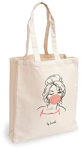 Loxato Stoffbeutel Bedruckt - Stofftasche - Baumwolltasche Bedruckt 100% B35 x H42 x T8 cm - Tragetasche Canvas-Stoff 220 g/m2 - Jutebeutel - Einkaufstasche Lange Henkel 70cm - Einkaufsbeutel