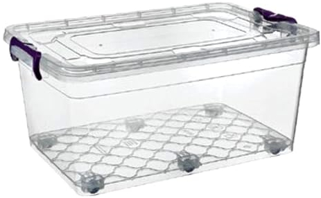 BH | 60L - 2 PCS Clear Large Plastic Storage Box with Lids on Wheels | Containers Multi Purpose use for Home, office, Kitchen, Toys, Clip Locked (60 Litres) - By BEST HOUSE
