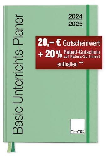 TimeTEX Basic-Unterrichts-Planer A4-Plus Hellgrün - Schuljahr 2024-2025 - Bitte beachten: Lehrerkalender mit vielen Orgaseiten für 13 Klassen - dafür Kalendarium auf nur 6 Seiten - 10578