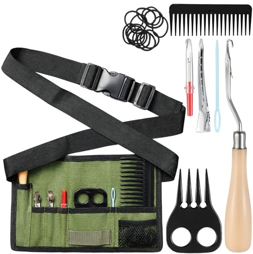 Cosblank Horse Braiding Kit with Belt Horse, Rug Hook, Pin Brush, Thread Cutter, Mane Comb, Hair Clips, and Rubber Bands for Western Horse Party