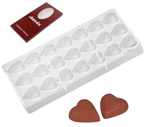 Stampo in policarbonato per cioccolatini, 21 cavità, a forma di diamante, facile da rimuovere e pulire, vassoio trasparente per cioccolatini, dolci, gelatine, caramelle, praline (Cuore)