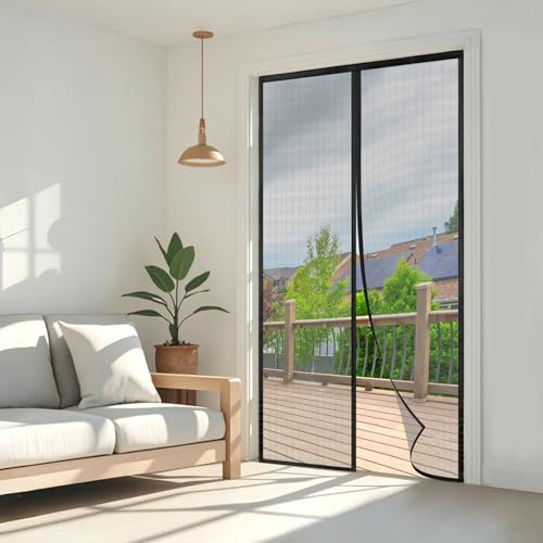 Wzlxcxxy Mosquitera Puerta Magnetica 170x215cm | Mosquitero Magnético para Puerta, Anti-Insectos, sin Taladros, Cierre Automático – Negro
