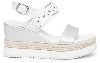 Nero Giardini E218811D Sandali Donna in Pelle - Argento 37 EU