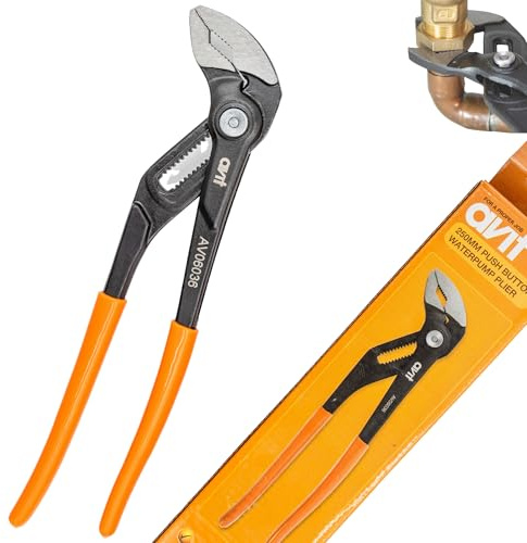 Avit Alicates de precisión para bomba de agua de 250 mm, junta de lengüeta y ranura de ajuste rápido, llave de tubo de bomba de agua de fontanería, empuñaduras de abrazadera, AV06036