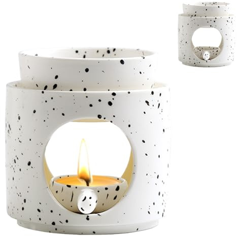 BOYIFEIJIE Doftlampa värmeljus, doftlampa för eteriska oljor, rumsdoft, diffuser, keramisk aromlampa, doftvaxlampa för eteriska oljor, doftolja och doftvax för hemmakontor (svart och vit)