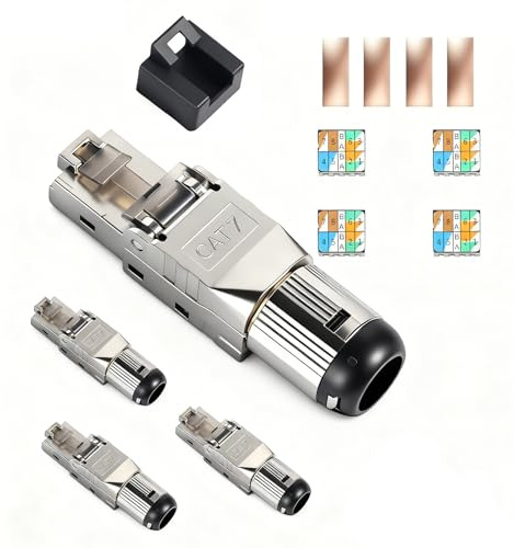 Thalire 4 Pezzi Connettori RJ45 - Connettori di Rete CAT7 per Cavi LAN Cavo di Installazione Ethernet, Senza Attrezzi 10 Gbit/s AWG 22-26 LSA Completamente Schermato STP