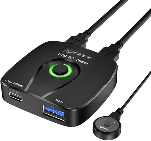 Conmutador USB 3.0, 2 entradas, 1 salida, conmutador USB para 2 ordenadores, escáner, impresora, teclado, ratón, memorias USB, discos duros