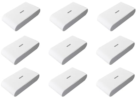 Janasiba 9 Pezzi 433 MHz Wireless Vibrazione Rottura Vetro Rilevatore, Sensibilità Regolabile, Compatibile con Sistemi di Allarme Bianco