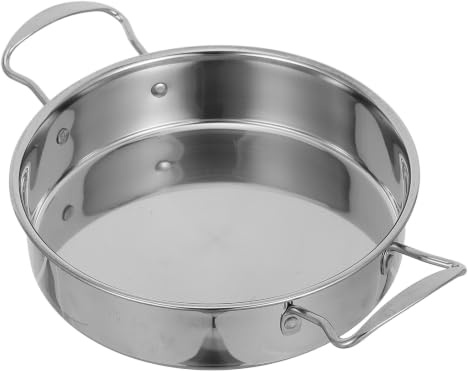 Zerodeko Paellapanna i rostfritt stål, paellapanna i diameter på 8,3 tum med dubbla handtag, nonstick-flygande grytor för camping och sammankomster, ugns- och diskmaskinssäker