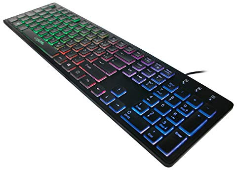 LogiLink ID0138 Beleuchtete Tastatur, LED Regenbogen-Hintergrundbeleuchtung schwarz