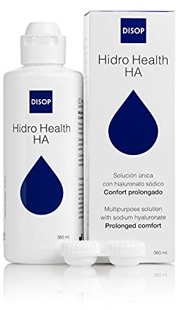 Hidro Health HA Solución Única con Ácido Hialurónico para todo Tipo de Lentes de Contacto Blandas con Portalentes Antimicrobiano (360 ml)