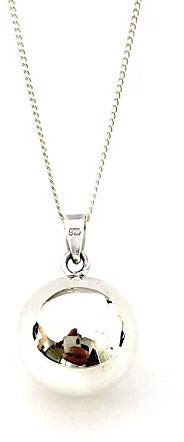 925SilverGiftShop 925 Sterling Silver 12 mm Diameter Teardrop Ball Charm Pendant with 18 / 46 cm Silver Curb Chain
