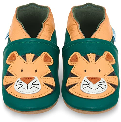 Scarpe Bambino - Scarpe Neonato in Morbida Pelle - Scarpine Neonato Primi Passi - Tigre Felice - 2-3 Anni