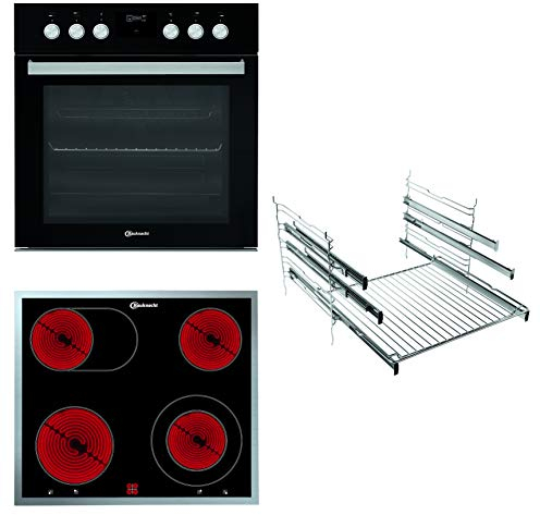 Bauknecht HEKO P500 Herd-Kochfeld-Kombination/Glaskeramik-Kochfeld (60 cm)/ Pyrolyse-Selbstreinigungssystem/Slow Cooking/Backauszug mit 2 Ebenen, 859800008022