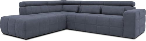 Domo. Collection Sofá esquinero Brandon con Respaldo en Forma de L, tapizado, Esquina, otomana Izquierda, 275 x 228 x 98 cm, Color Gris Oscuro