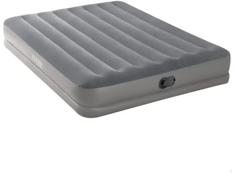 Intex Dura-Beam Standard Series Prestige Mid-Rise Airbed with Fastfill USB Powered Internal Air Pump, Queen, Grey