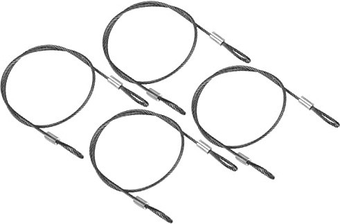 PATIKIL 16 tums säkerhetskabel, 4-pack rostfritt stål 40 cm x 2 mm scenljus rep med dubbel ögla för DJ-belysning bagagelås