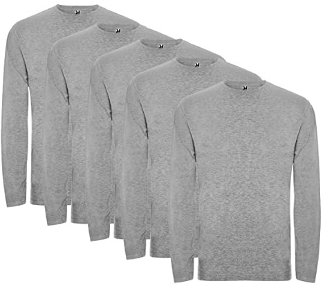 Roly Pack 5 Camisetas Manga Larga Hombre Extreme 1217 – Camisetas básicas 100% algodón, cómodas, Lisas y Resistentes