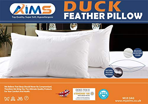 myAIMS Duck Down Feather Duvet Quilt Deluxe Best Hotel Quality Super Soft Warm & Cosy Anti Allergy Computer Quilted Construction, Self-fabric piping (Duck Down Feather, Pillows Pack of 2)