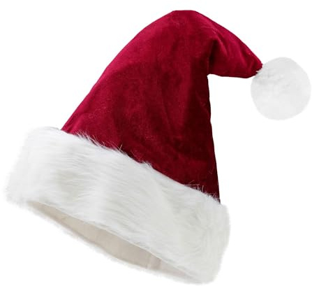 W WIDMANN MILANO Party Fashion - Cappello da Babbo Natale, per adulti, cappello natalizio, cappello con pompon