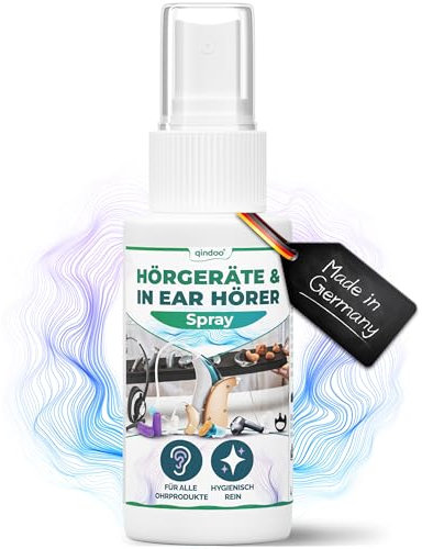 Qindoo Hörgerätereinigungsspray, reinigt Ohrenschmalz auch bei Kopfhörer, Headset oder In-Ear Ohrstöpsel, Hörgerätespray Reinigung 30ml (1 Flasche)