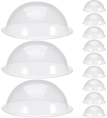 Amosfun Lot de 12 DôMes Transparents en Plastique HéMisphéRiques pour DéCorations De NoëL DIY Et Loisirs CréAtifs - Accessoires Artisanaux pour Boules À Neige Et Ornements Festifs