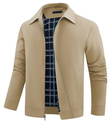 Autsel Chaquetas de Hombre Chaquetas Cortavientos Ligeras Chaqueta de Béisbol Informal Ropa Deportiva de Verano al Aire Libre Kaqui XL